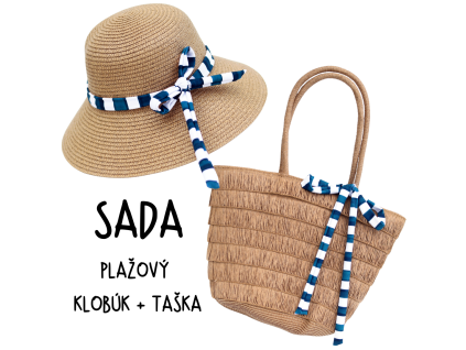 SADA: Letná plážová taška + klobúk Strajpy